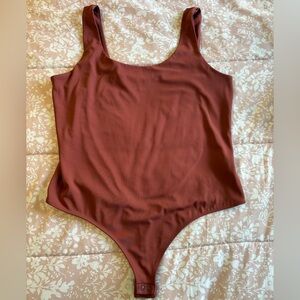 Express Reddish Brown Bodysuit One Piece with Scoop Neckline
